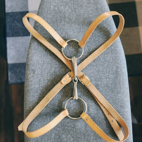 Fashion harness Handmade natural color leather Size 38" chest - Picture 4 of 13